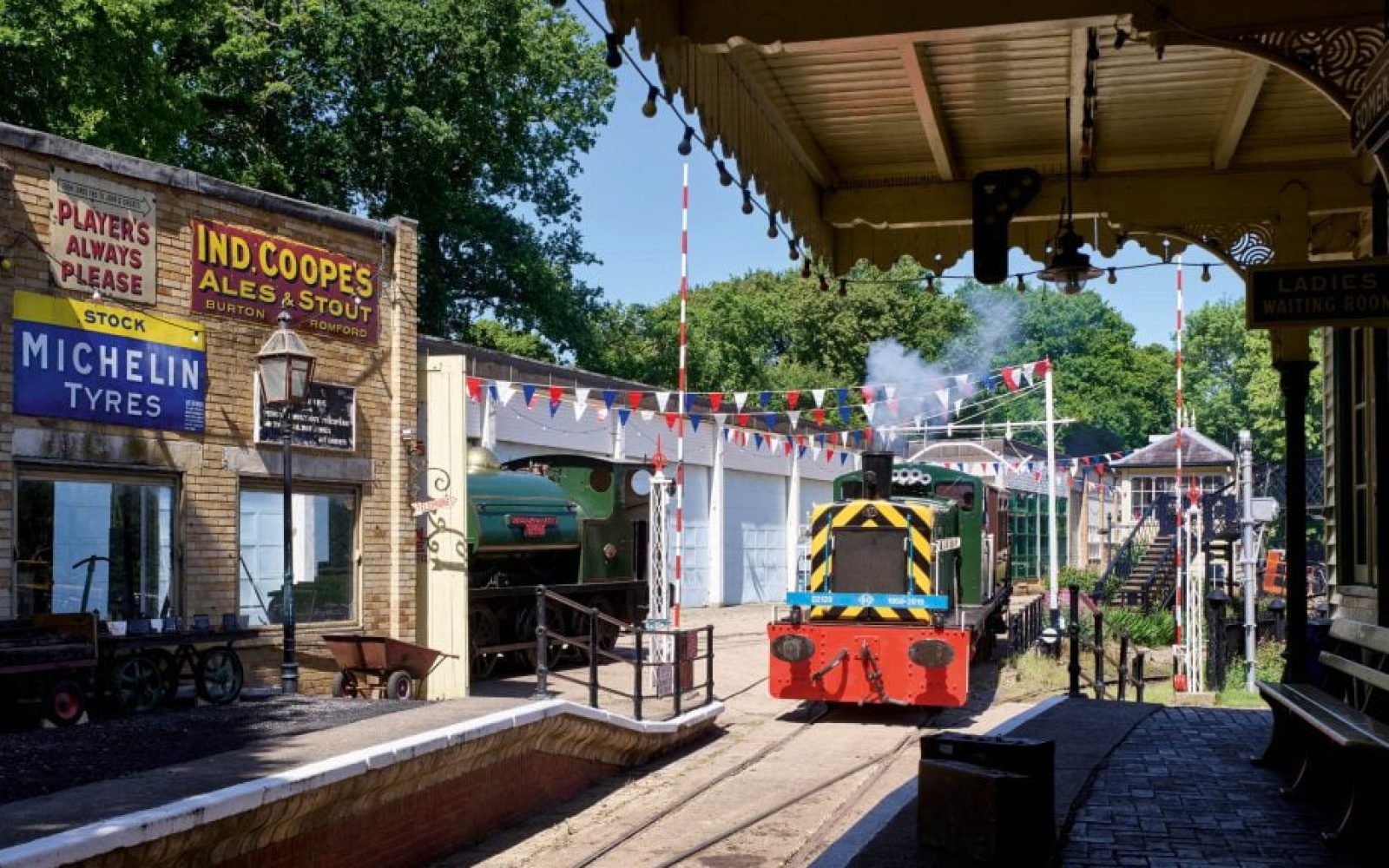 A train pulls into Fawley Hill station, saved from Somersham, Cambridgeshire, and the heart of the park’s railway network — Fawley Hill, Buckinghamshire. ©Paul Highnam for Country Life Credit: Country Life